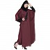 Designer Kaftan abaya with patch work- Maroon and Black